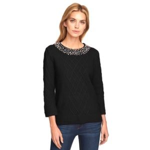 Karl Lagerfeld Black Sweater with Embellished Collar
